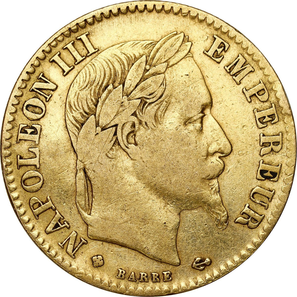 Francja Napoleon III 10 Franków 1867 BB Strasbourg